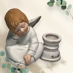 Vintage Enesco Sleeping Angel Candle Holder Taiwan